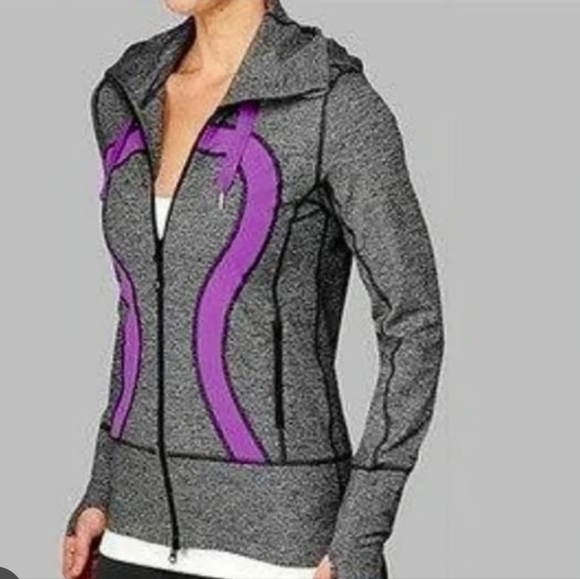 Lululemon In Stride Gray and Purple Hooded Jacket 8 - Picture 1 of 12